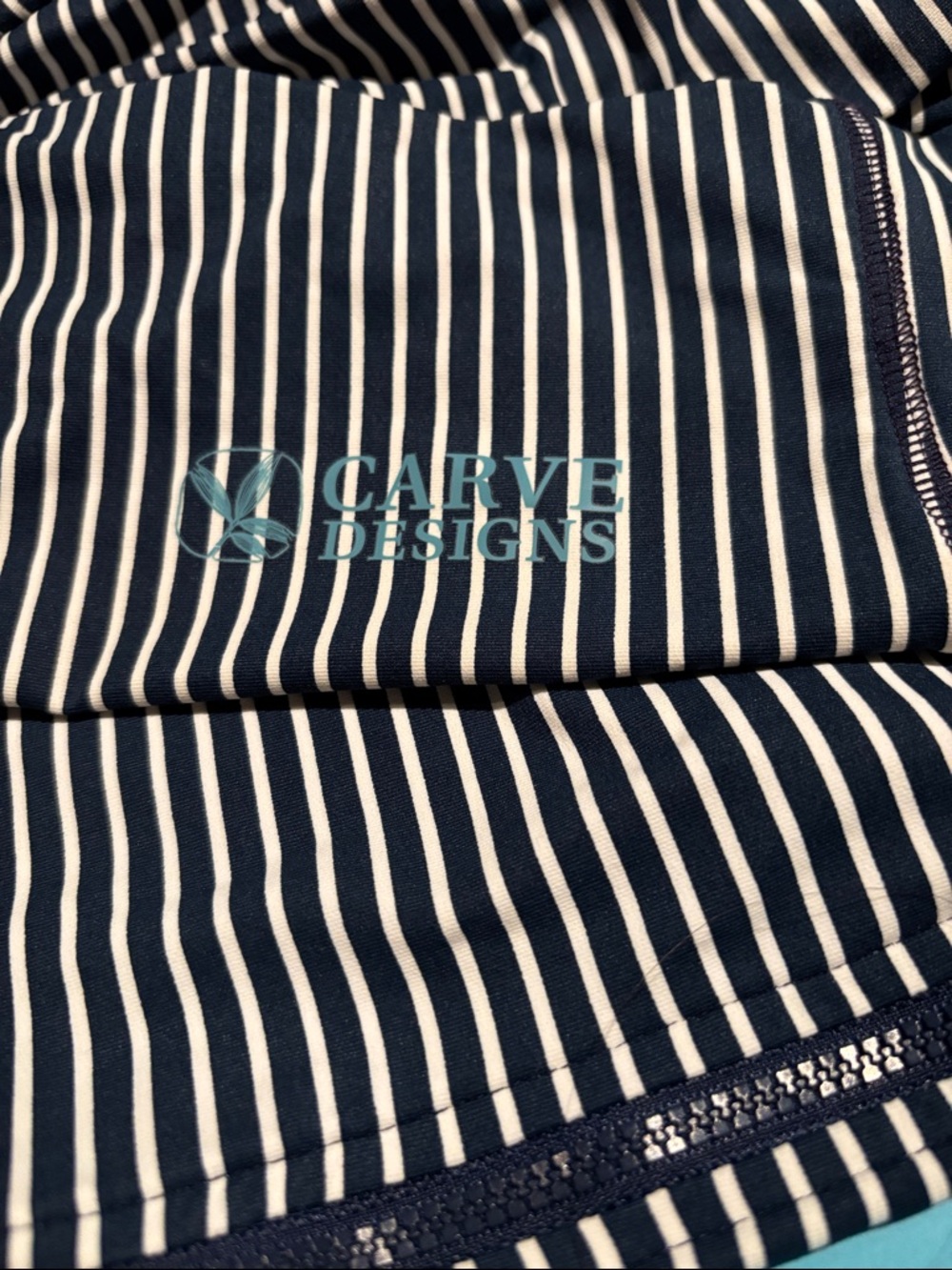 Athleisure coastal Activewear Zip Hoodie Rashguard Navy White Striped L - Picture 8 of 14
